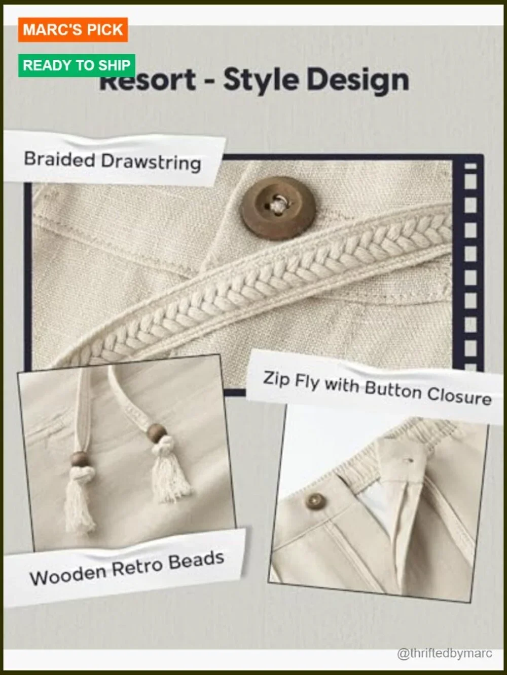 Men's Linen Shorts 5/7 Inch Elastic Waist Drawstring Beach Shorts with Pockets